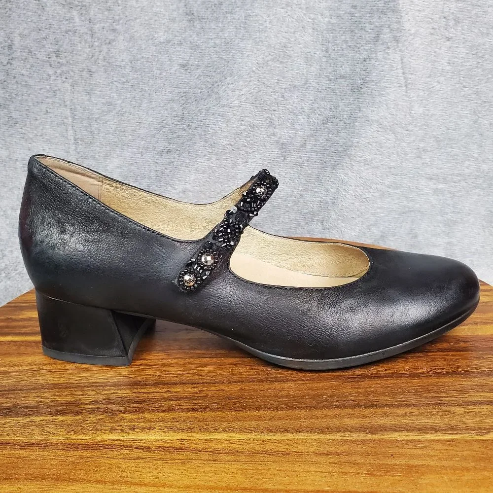 Dansko Pumps Women's 11.5 42 Black Leather Pearlina Mary Jane Block Heel Shoes